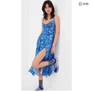 For Love And Lemons Vibrant Blue Floral Dress